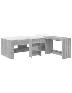 Letto alto per bambini con scrivania 2 pz Sonoma grigio 2