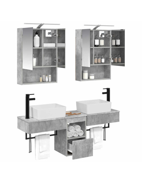 Set di Armadi da Bagno 5 pcs Grigio Cemento 50 x 14,5 x 70 cm