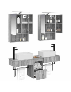 Set di Armadi da Bagno 5 pcs Sonoma grigio 50 x 14,5 x 70 cm 2
