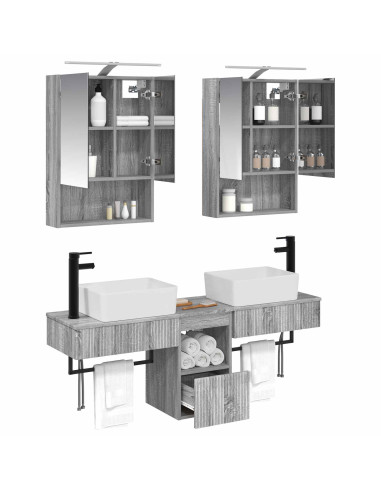 Set di Armadi da Bagno 5 pcs Sonoma grigio 50 x 14,5 x 70 cm
