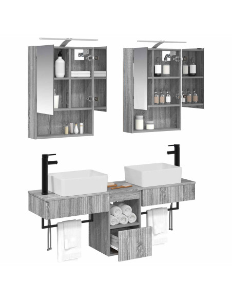 Set di Armadi da Bagno 5 pcs Sonoma grigio 50 x 14,5 x 70 cm