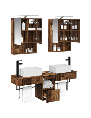 Set di Armadi da Bagno 5 pcs Legno antico 50 x 14,5 x 70 cm
