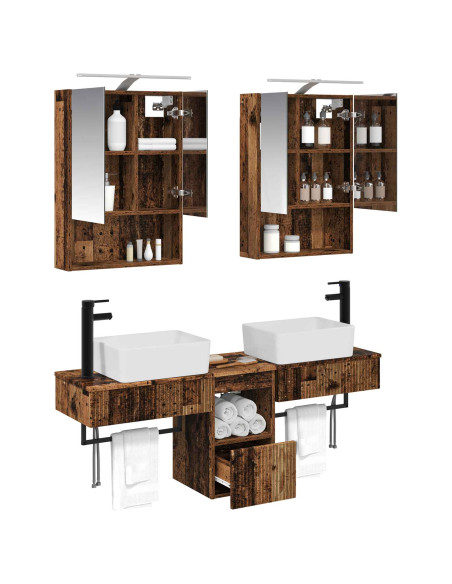 Set di Armadi da Bagno 5 pcs Legno antico 50 x 14,5 x 70 cm