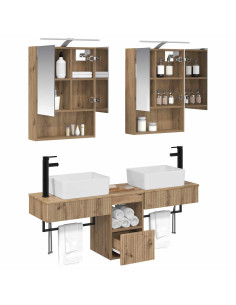 Set di Armadi da Bagno 5 pcs Rovere Artigianale 2