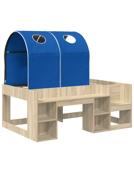 Letto con Tunnel 3 pz Rovere Sonoma e Blu Legno ingegnerizzato
