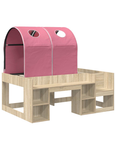 Letto con Tunnel 3 pz Rovere Sonoma e Rosa Legno ingegnerizzato