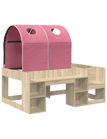 Letto con Tunnel 3 pz Rovere Sonoma e Rosa Legno ingegnerizzato