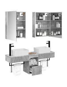 Set di Armadi da Bagno 5 pcs Grigio Cemento 53 x 15,5 x 70 cm 2
