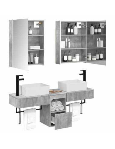 Set di Armadi da Bagno 5 pcs Grigio Cemento 53 x 15,5 x 70 cm