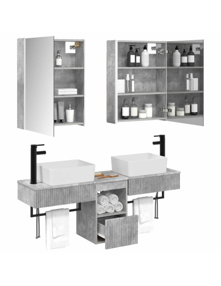 Set di Armadi da Bagno 5 pcs Grigio Cemento 53 x 15,5 x 70 cm
