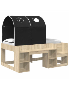 Letto con Tunnel 3 pz Rovere Sonoma e Nero Legno ingegnerizzato 2