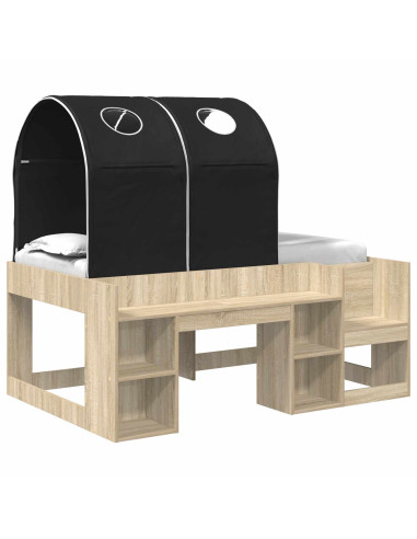 Letto con Tunnel 3 pz Rovere Sonoma e Nero Legno ingegnerizzato