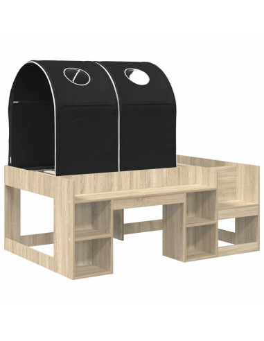 Letto con Tunnel 3 pz Rovere Sonoma e Nero Legno ingegnerizzato