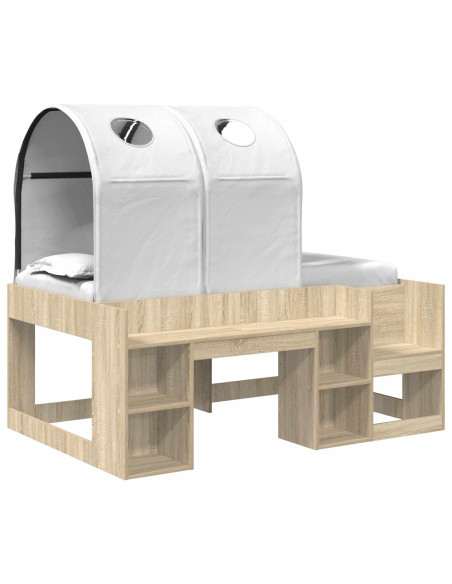 Letto con Tunnel con lo scaffale 3 pz Rovere Sonoma e Bianco