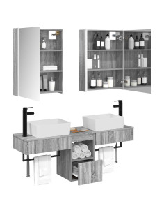 Set di Armadi da Bagno 5 pcs Sonoma grigio 53 x 15,5 x 70 cm 2
