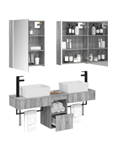 Set di Armadi da Bagno 5 pcs Sonoma grigio 53 x 15,5 x 70 cm