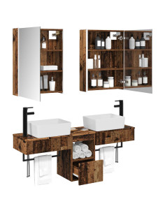 Set di Armadi da Bagno 5 pcs Legno antico 53 x 15,5 x 70 cm 2