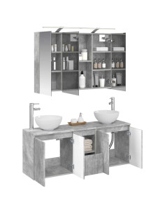 Set di Armadi da Bagno 4 pcs Grigio Cemento 100 x 14,5 x 70 cm 2
