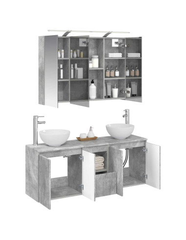 Set di Armadi da Bagno 4 pcs Grigio Cemento 100 x 14,5 x 70 cm
