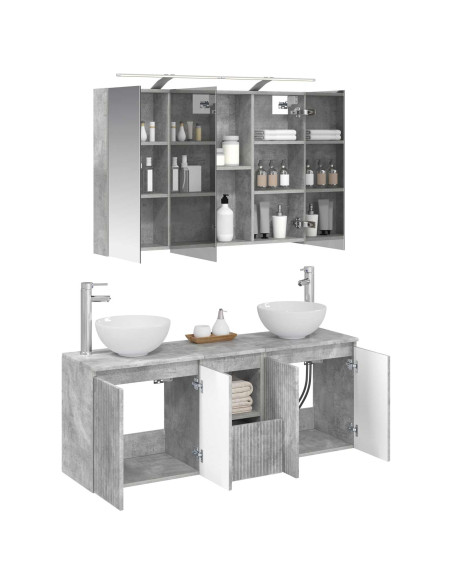 Set di Armadi da Bagno 4 pcs Grigio Cemento 100 x 14,5 x 70 cm