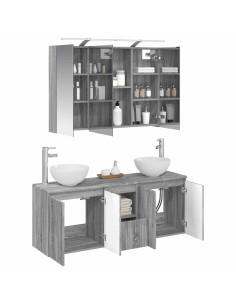 Set di Armadi da Bagno 4 pcs Sonoma grigio 100 x 14,5 x 70 cm 2