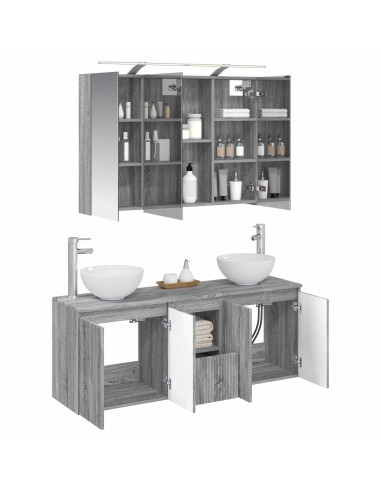 Set di Armadi da Bagno 4 pcs Sonoma grigio 100 x 14,5 x 70 cm