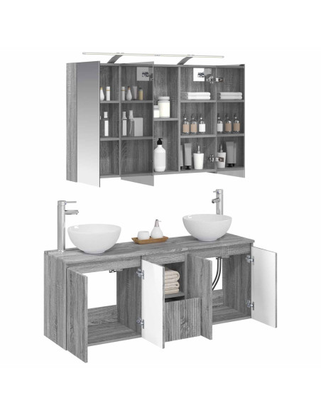 Set di Armadi da Bagno 4 pcs Sonoma grigio 100 x 14,5 x 70 cm
