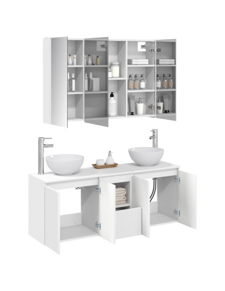 Set di Armadi da Bagno 4 pcs Bianco 103,5 x 15,5 x 70 cm