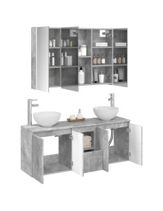 Set di Armadi da Bagno 4 pcs Grigio Cemento 2
