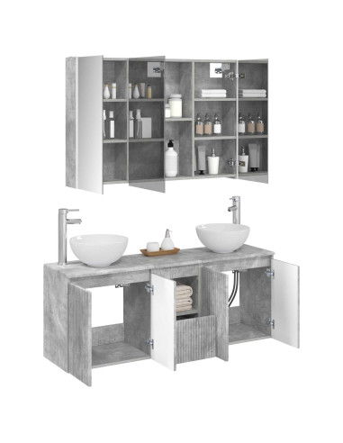 Set di Armadi da Bagno 4 pcs Grigio Cemento