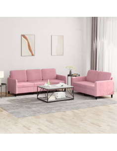 Set di Divani 2 pz Rosa in Velluto