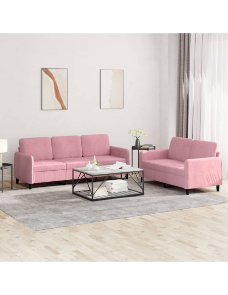 Set di Divani 2 pz Rosa in Velluto