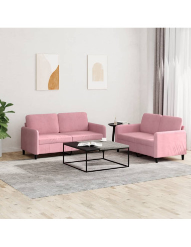 Set di Divani 2 pz Rosa in Velluto