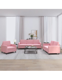 Set di Divani 3 pz Rosa in Velluto