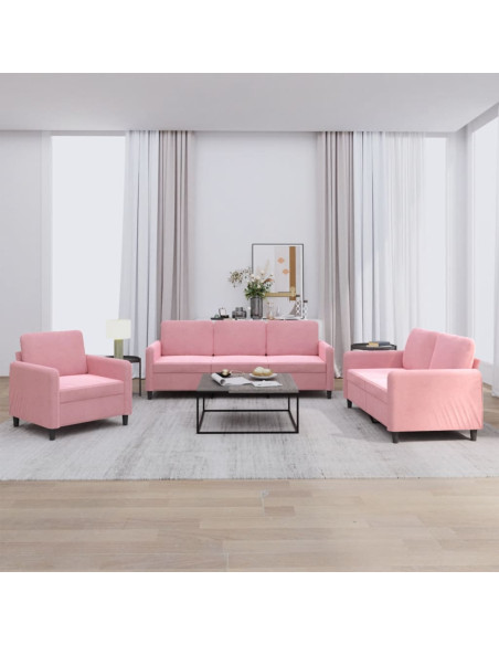 Set di Divani 3 pz Rosa in Velluto