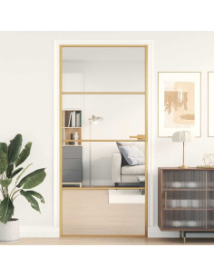 Porta Interni Sottile Oro 93x201,5cm Vetro Temperato Alluminio