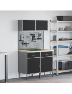 Set di mobili da lavoro con cassetto con blocco 8 pcs Grigio