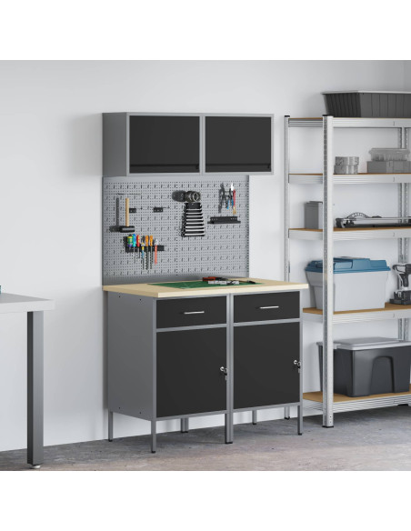 Set di mobili da lavoro con cassetto con blocco 8 pcs Grigio