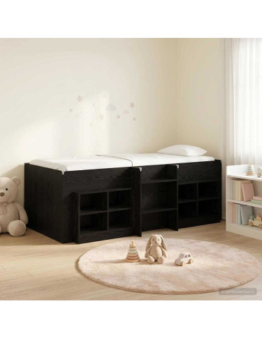 Struttura Letto Loft con Mobile 3 pz Nero Legno multistrato
