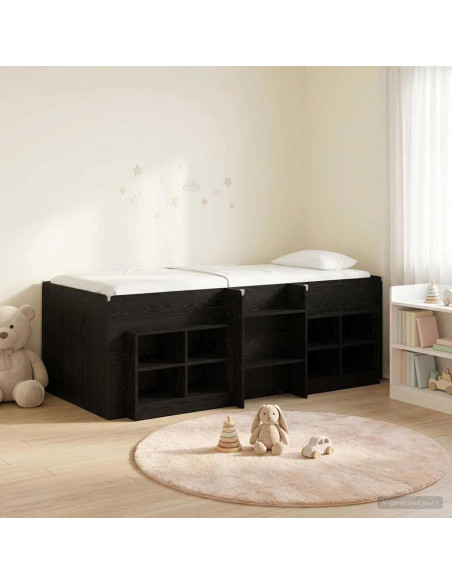 Struttura Letto Loft con Mobile 3 pz Nero Legno multistrato