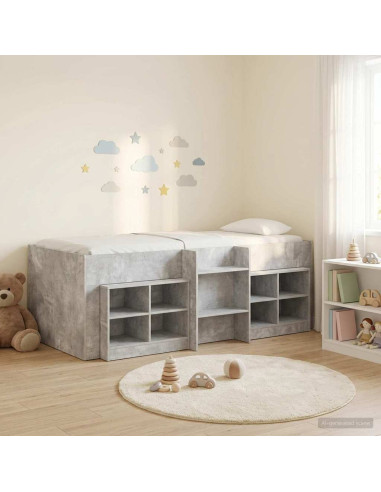 Struttura Letto Loft con Mobile 3 pz Grigio Cemento