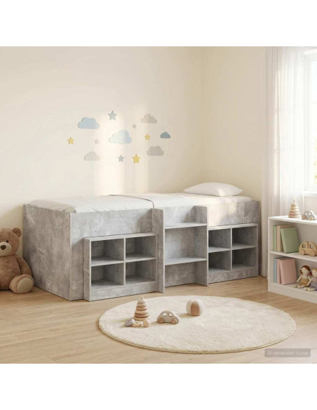 Struttura Letto Loft con Mobile 3 pz Grigio Cemento