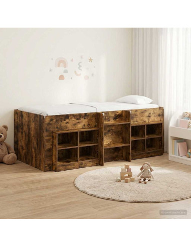 Struttura Letto Loft con Mobile 3 pz Rovere Fumo