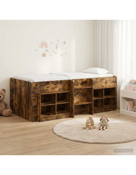 Struttura Letto Loft con Mobile 3 pz Rovere Fumo