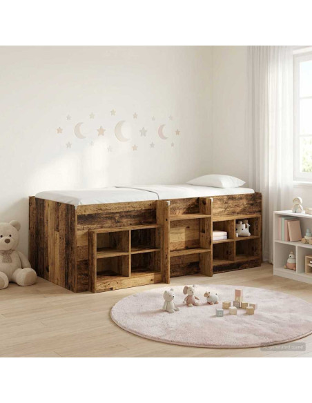 Struttura Letto Loft con Mobile 3 pz Legno antico