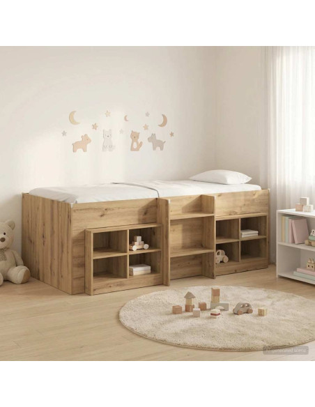 Struttura Letto Loft con Mobile 3 pz Rovere Artigianale