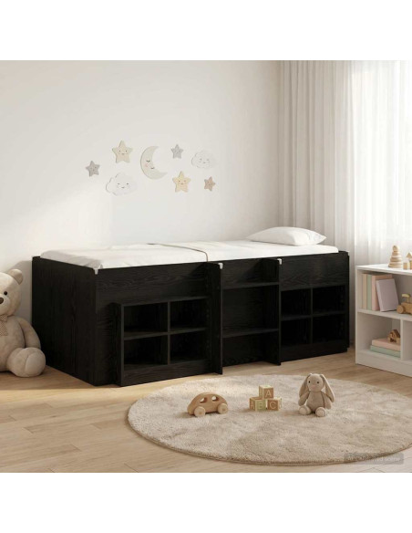 Struttura Letto Loft con Mobile 3 pz Nero Legno multistrato