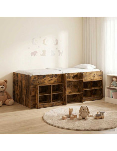 Struttura Letto Loft con Mobile 3 pz Rovere Fumo