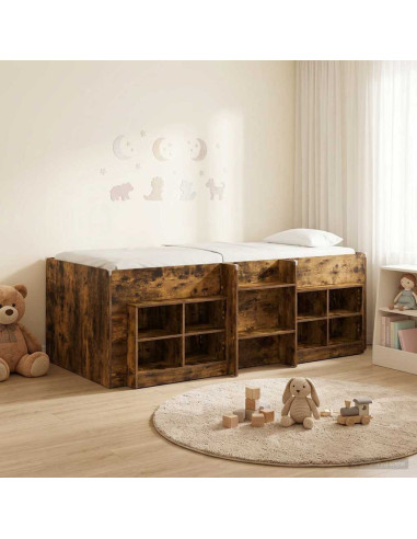 Struttura Letto Loft con Mobile 3 pz Rovere Fumo
