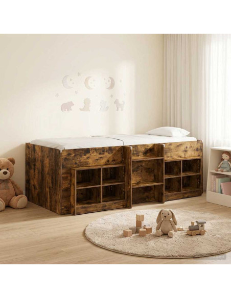 Struttura Letto Loft con Mobile 3 pz Rovere Fumo